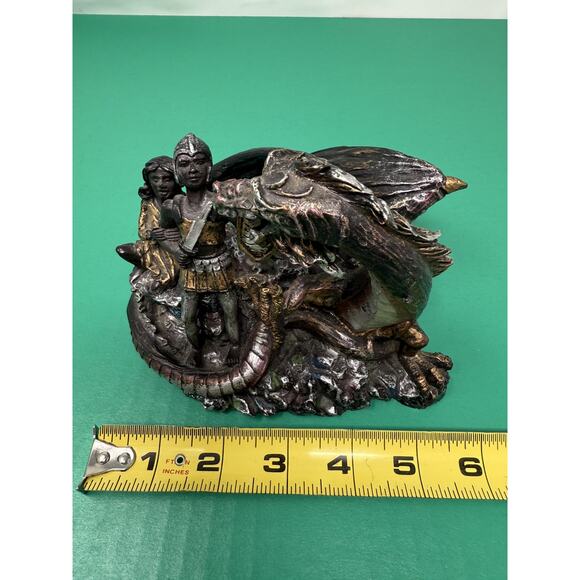 RARE Sinbad fighting a dragon Pewter Statue , Sinbad And The Dragon - Picture 8 of 8